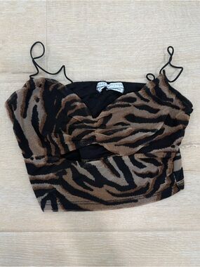 Urban Outfitters Brown and Black Zebra Print Cropped Cami Top